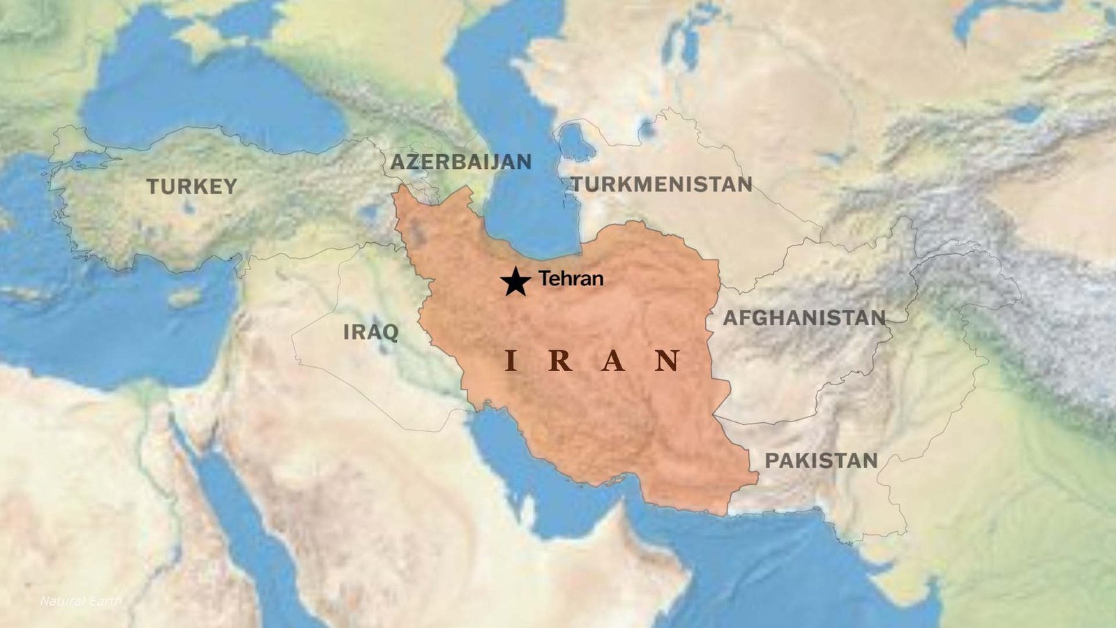 Iran Map and Bordering Countries