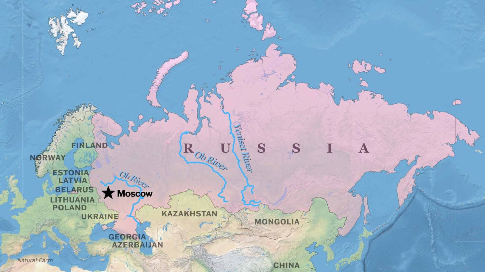 Russia Map and Bordering Countries