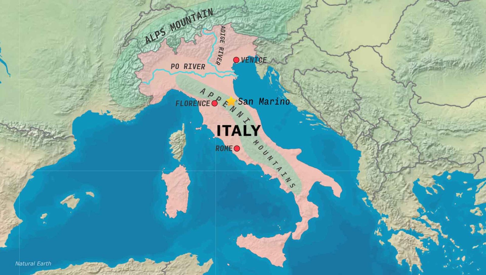 Italy: Map, Bordering Countries, and Geography